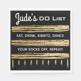 Bat Bar Mitzvah Classic Black and Gold Napkins Serviette