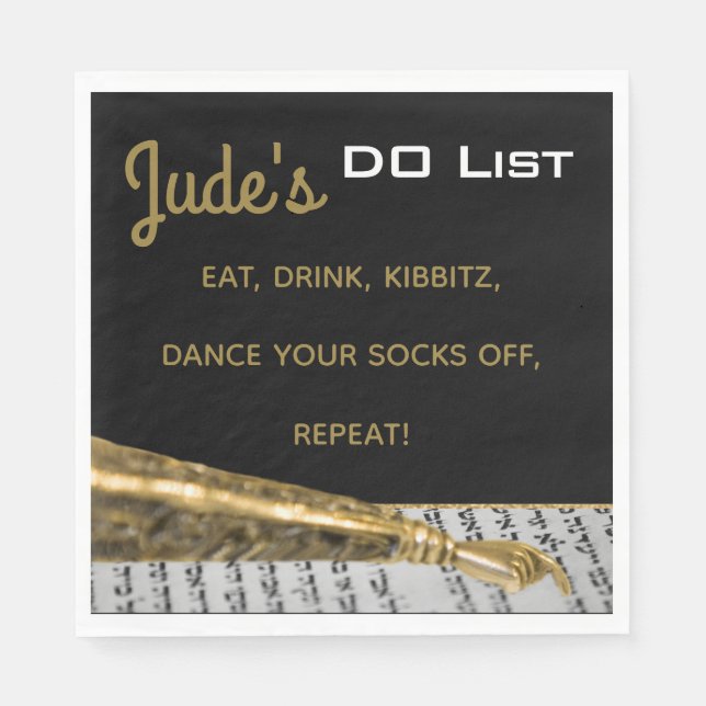 Bat Bar Mitzvah Gold Yad Napkins Serviette (Vorderseite)