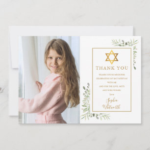 Bat Bar Mitzvah Grün-Foto Dankeskarte