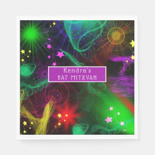 Bat/Bar Mitzvah Neon Paint Spritzer Serviette