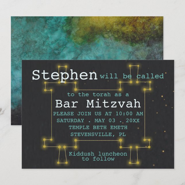 Bat Bar Mitzvah Sortie de cette Invitation Mondial (Devant / Derrière)