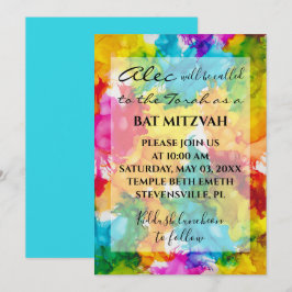 Bat Bar Mitzvah Splash of Color Invitation Einladung