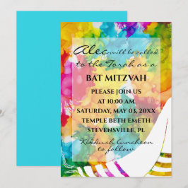 Bat Bar Mitzvah Splash of Color Tallit Einladung
