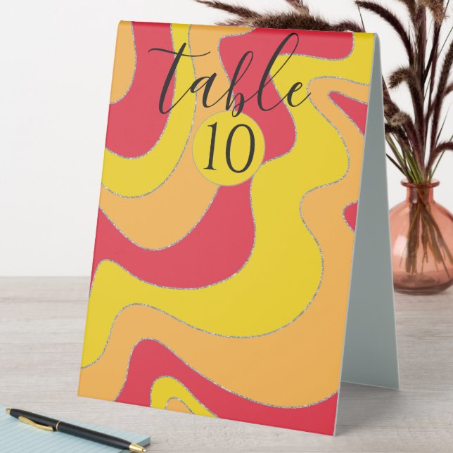 Bat Bar Mitzvah Tafelzelt Schild Silber Linde Wave (In Situ (Tisch))