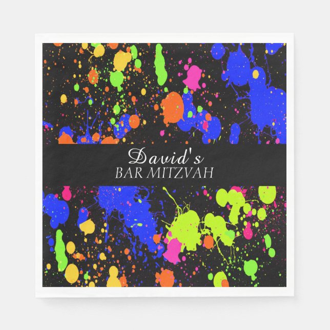 Bat/Bar Mitzvahs Neon Paint Spritzer Serviette (Vorderseite)