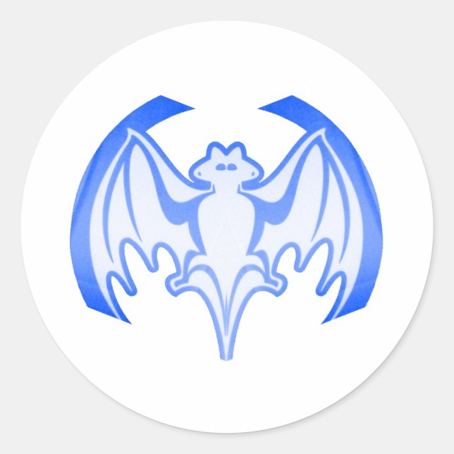 Bat Blue Inv MUSEUM Zazzle Geschenke Runder Aufkleber (Vorderseite)