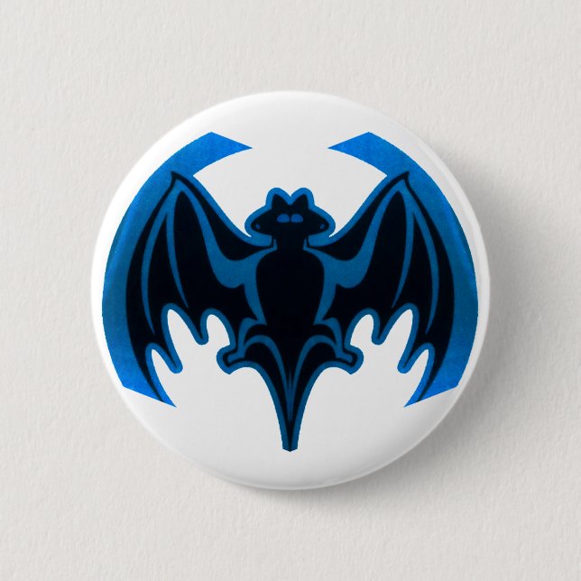 Bat Blue The MUSEUM Zazzle Geschenke Button (Vorderseite)