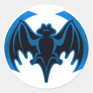 Bat Blue The MUSEUM Zazzle Geschenke Runder Aufkleber