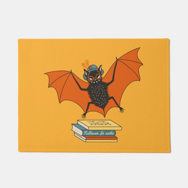 Bat Book Lover Funny Halloween Fußmatte (Vorderseite)
