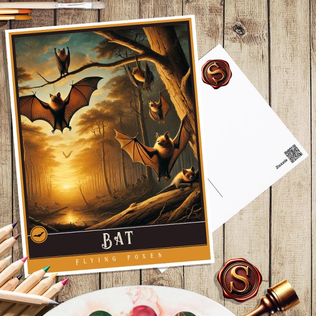 Bat | Carte postale Famille Vintage Animal (Créateur téléchargé)