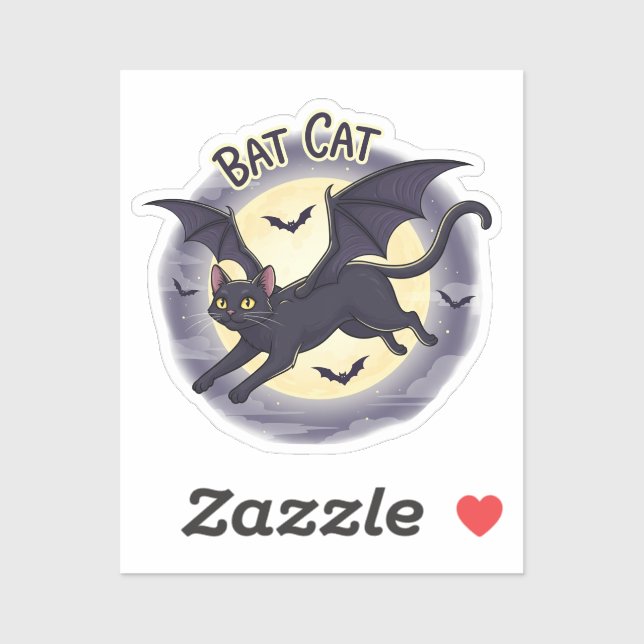 Bat Cat - Flying Halloween Kitty Vinyl Sticker (Blatt)