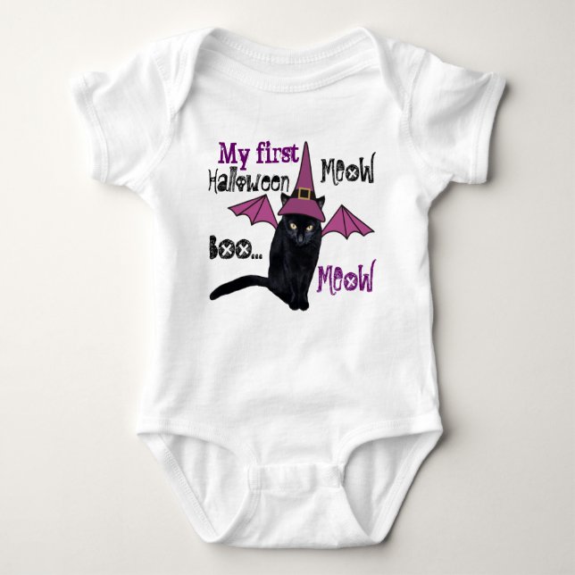 Bat Cat Mein 1. Halloween Custom Baby Bodysuits (Vorderseite)
