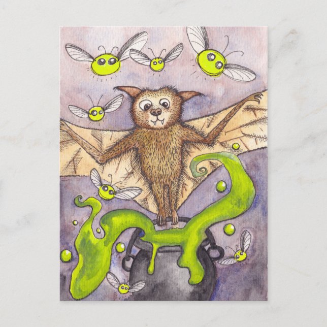 Bat & Cauldron Postkarte (Vorderseite)