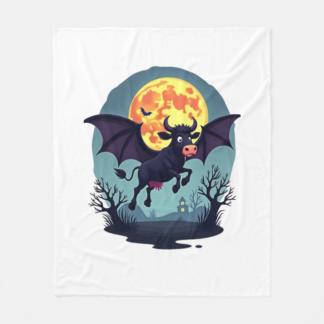 Bat Cow um Mitternacht Fleecedecke (Vorderseite)