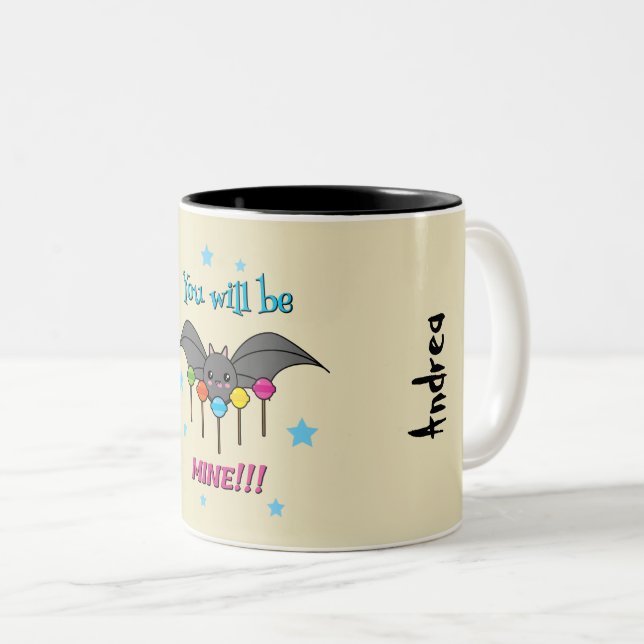Bat Craving Lollipops - Du wirst mein sein | Name  Zweifarbige Tasse (VorderseiteRechts)