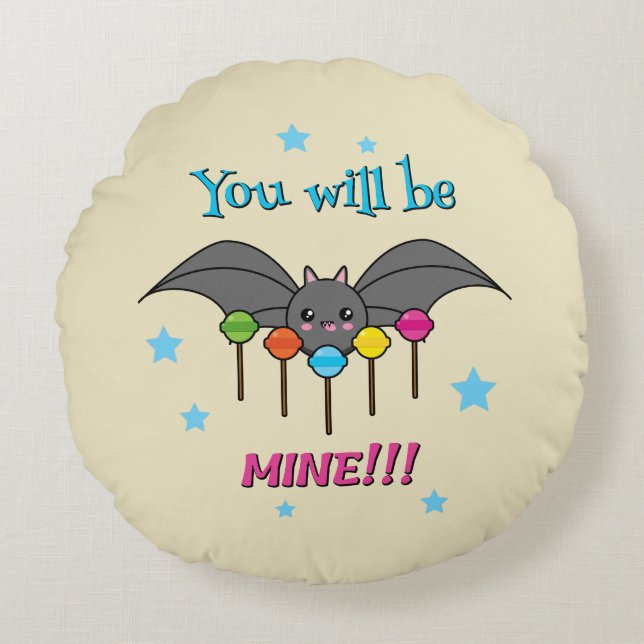Bat Craving Lollipops - You Will Be Mine Rundes Kissen (Vorderseite)