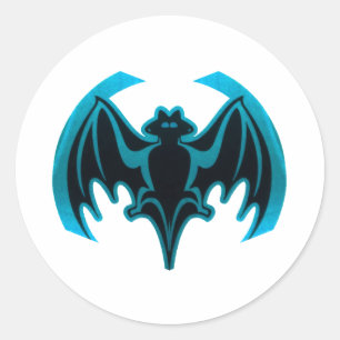 Bat Cyan The MUSEUM Zazzle Geschenke Runder Aufkleber