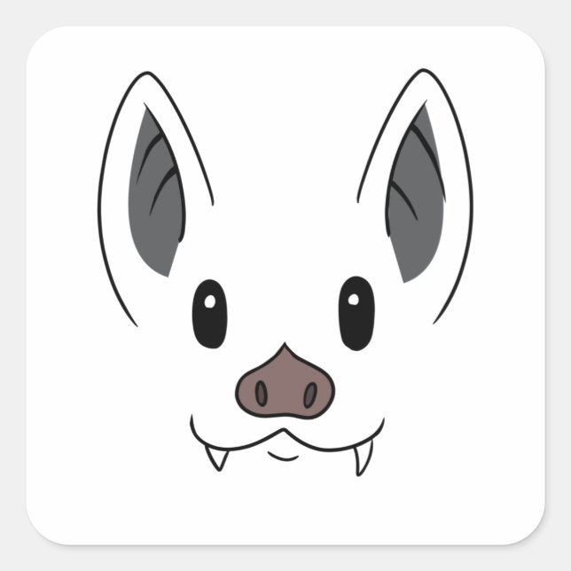 Bat Face Quadratischer Aufkleber (Vorderseite)