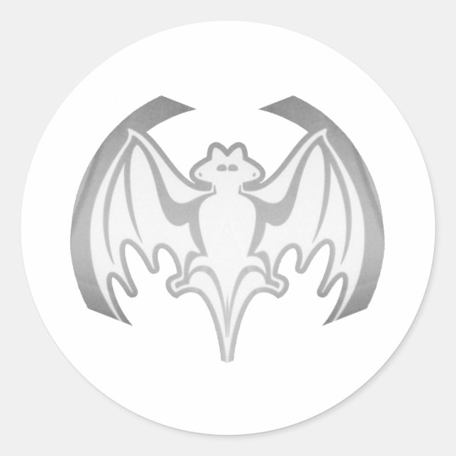Bat Gray Inv MUSEUM Zazzle Geschenke Runder Aufkleber (Vorderseite)