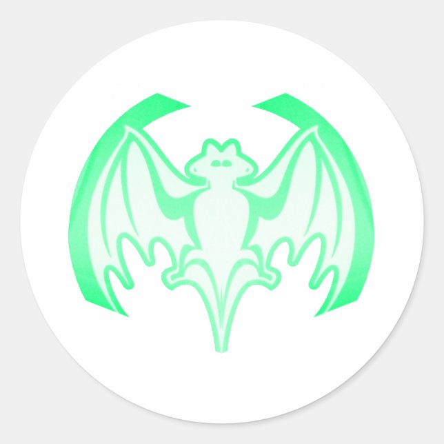 Bat Green Inv MUSEUM Zazzle Geschenke Runder Aufkleber (Vorderseite)