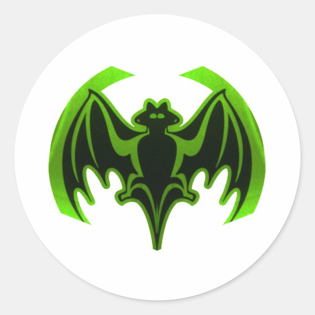 Bat Green MUSEUM Zazzle Geschenke Runder Aufkleber (Vorderseite)