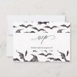 Bat Halloween-Party w Meal UAWG White RSVP Karte