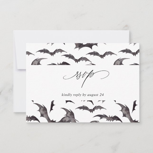 Bat Halloween Party w Repas RSVP Blanc (Devant)