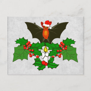 Bat in the Holly Postkarte