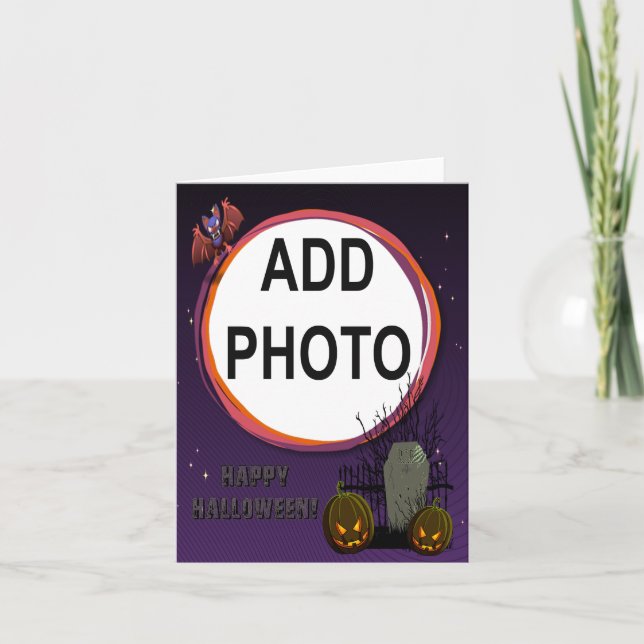 Bat, Jack o' Lanterns, Grabstein, Foto-Rahmen hinz Karte (Vorderseite)