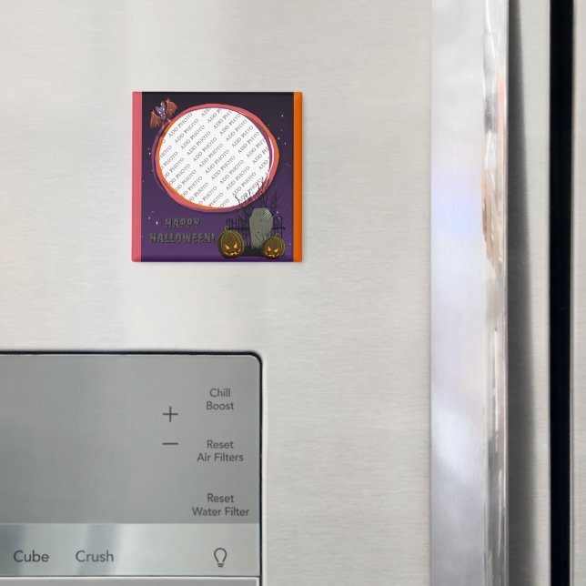 Bat, Jack o' Lanterns, Grabstein, Foto-Rahmen hinz Magnet (In Situ (Kühlschrank))