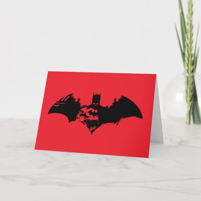 Bat-Logo für Batman- und Gotham-Silhouette Karte (Vorderseite)