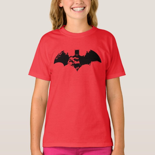 Bat-Logo für Batman- und Gotham-Silhouette T-Shirt (Vorderseite)