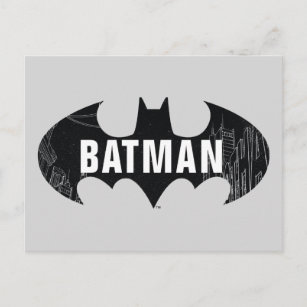 Bat-Logo mit Gotham-Ätzung auf Postkarte