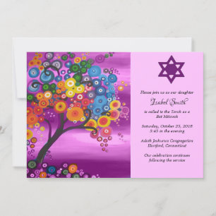 Bat Mitsvah Invitations Arbre de vie