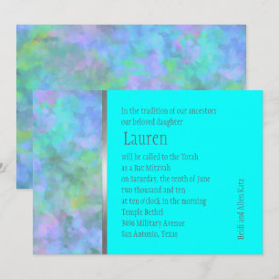 Bat Mitzvah Abstract Design in Türkissilber Einladung
