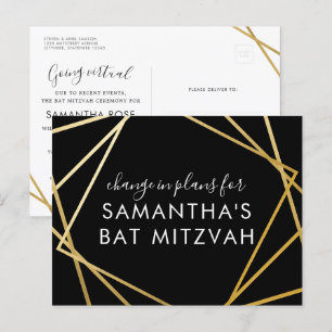 Bat Mitzvah Änderung der Pläne Modernes Gold Schwa Ankündigungspostkarte