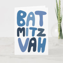BAT MITZVAH Anpassbare, moderne Blasen-Buchstaben Karte