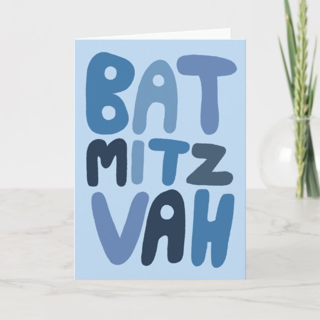 BAT MITZVAH Anpassbare, moderne Blasen-Buchstaben Karte (Vorderseite)