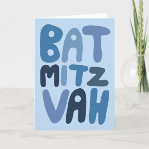 BAT MITZVAH Anpassbare moderne Blasenbuchstaben  Karte