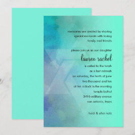 Bat Mitzvah Aqua und Blue Star von David Einladung