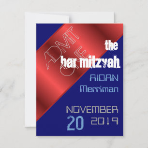 Bat Mitzvah Bar Mitzvah, blau und rot Einladung
