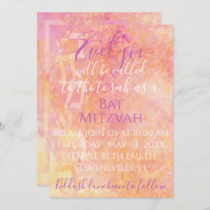 Bat mitzvah Bar Mitzvah Fleurs Subtile Invitation
