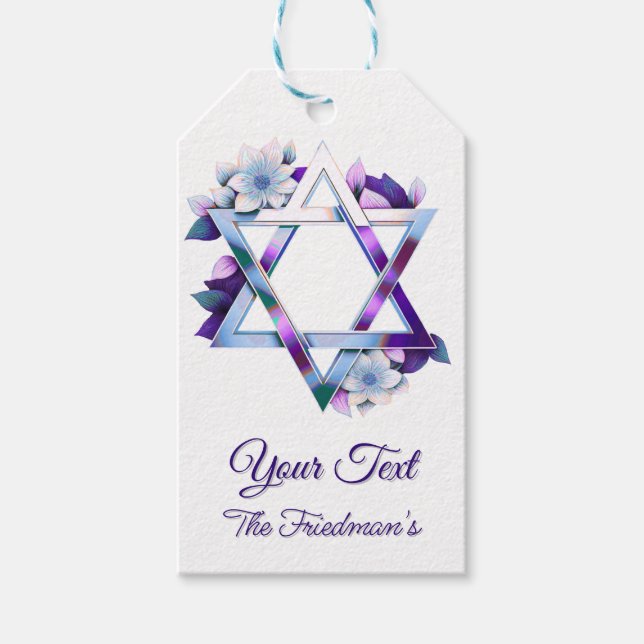 Bat Mitzvah Beautiful Floral Star von David danke Geschenkanhänger (Vorderseite)