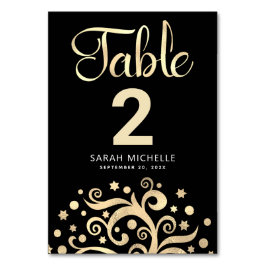 Bat Mitzvah Black Gold Foil Tree of Life Script Tischnummer