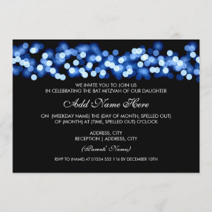 Bat Mitzvah Blue Hollywood Glam Einladung