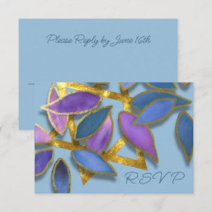 Bat Mitzvah Blue Lila Watercolor Petals Star Einladung