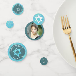 Bat Mitzvah Blue Opal Imitats Wasserfarben Foto Konfetti