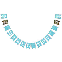 Bat Mitzvah Blue Opal Mazel Tov Optionales Foto Wimpelkette