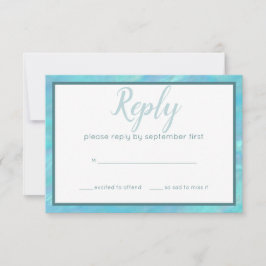 Bat Mitzvah Blue Opal Modernes Wasserfarben Party RSVP Karte