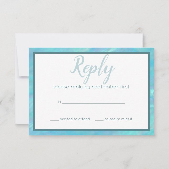 Bat Mitzvah Blue Opal Modernes Wasserfarben Party RSVP Karte (Vorderseite)